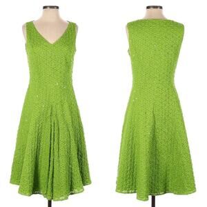 Lafayette 148 Knit Embellished A-Line Sleeveless Sundress in Green Size 4